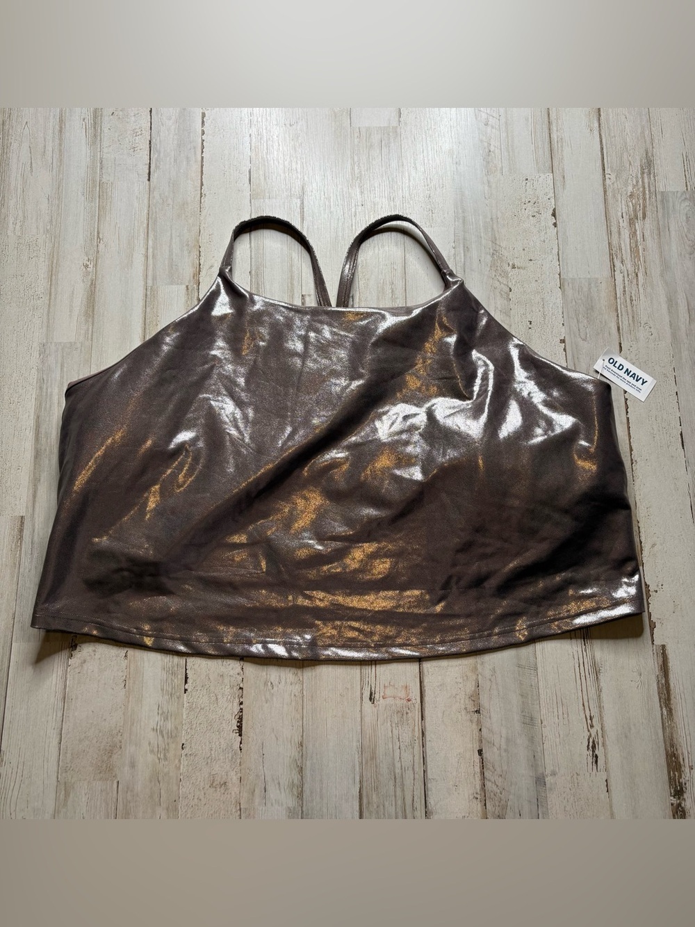 Old Navy Active Powersoft Bronze Metallic Built In Bra Plus Size 4X NWT!